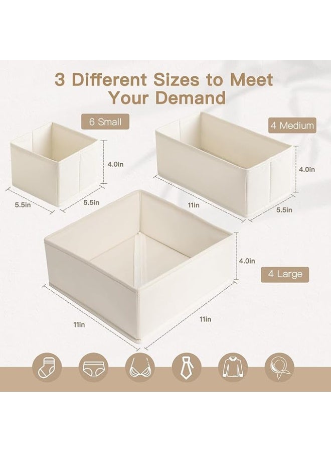 DUNISO 14 Pcs Wardrobe Clothes Organizer, Foldable Clothes Storage Box Organizer, Dresser Organizer for Socks, Underwear, Bras, Ties, Scarves - Image 3